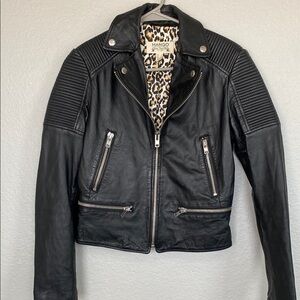 Mango Black Leather Jacket for Women